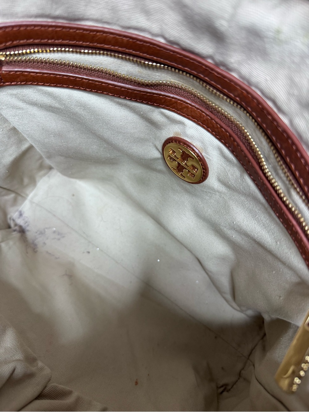 Tory Burch Wool & Leather Tote Bag in Charcoal/Cognac - Picture 5 of 6